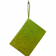 Green Leatherette Zippered Siddur with Wristlet Band Embossed Design